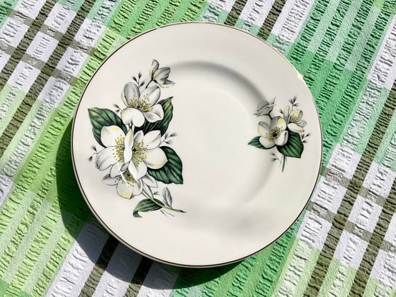 Wood and Sons Alpine White Floral Side Plates. 1960s Vintage.