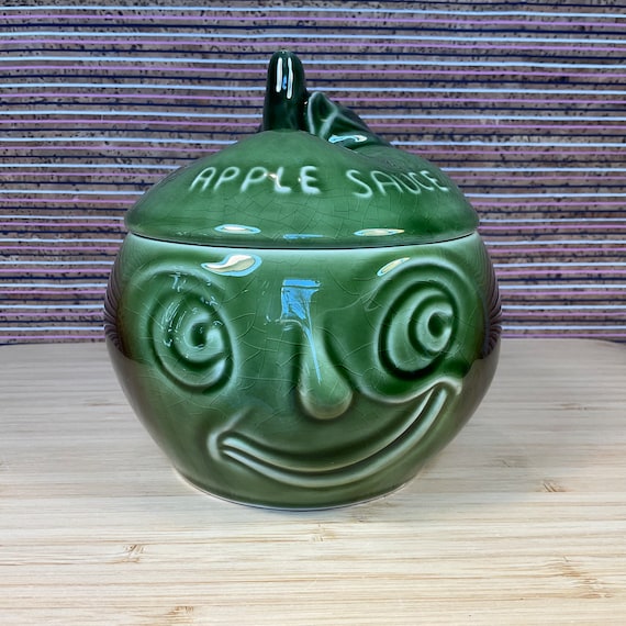 Sylvac 4549 Apple Sauce Face Pot / Collectable / 1970s Vintage / Retro Kitchen Storage / Tableware & Crockery / Home Decor Accessory /  Gift