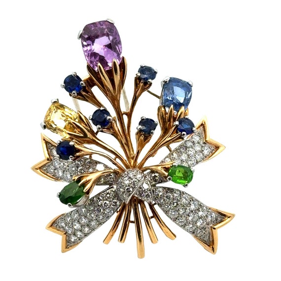 Tiffany Schlumberger French Sapphire Diamond Flor… - image 2