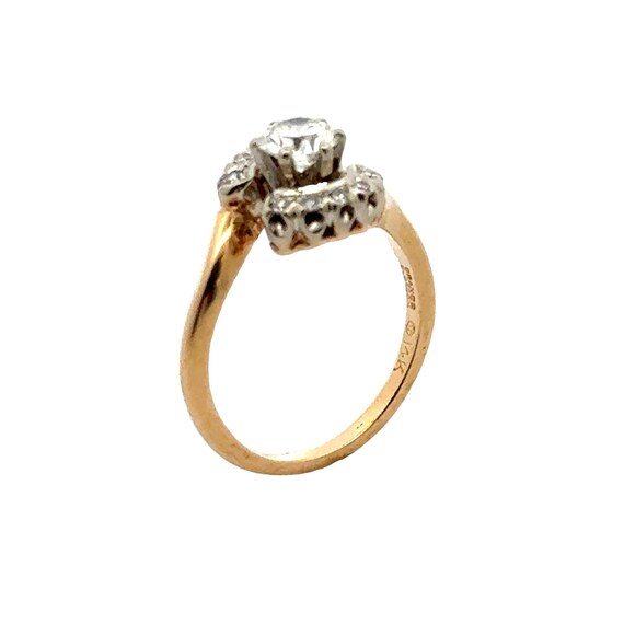 Diamond 14 Karat Yellow Gold Vintage Bypass Ring - image 5