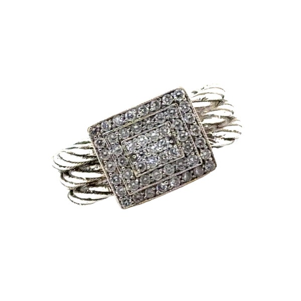 Charriol Diamond 18 Karat White Gold Stainless Steel Cable Ring