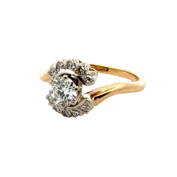 Diamond 14 Karat Yellow Gold Vintage Bypass Ring - image 3