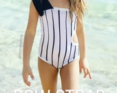 Toddler one piece with adjustable tie one shoulder strap side cut out kids swim suit girls one piece bathingsuit little girl swim suit