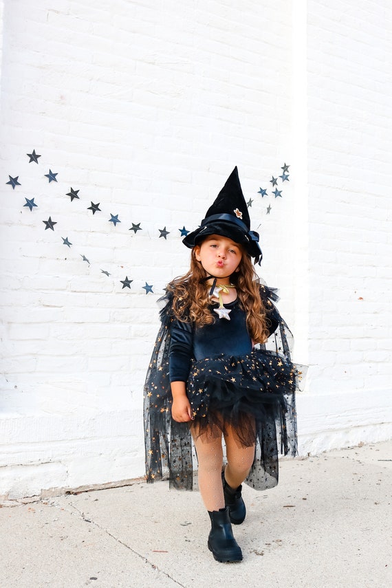 Kids black witch costume/whimsical witch/witch costume/kids halloween costume/girls witch costume/baby halloween costume/soft witch costume