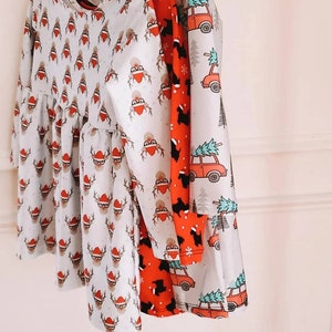 Kids Christmas Dress: Long Sleeve Holiday Twirl Skirt
