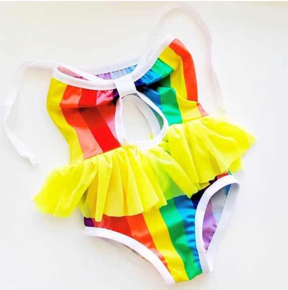 Kids rainbow skirted stripe swim/ baby swim suit/ baby bikini/ toddlers swim suit/ kids swim wear / kids bathing suits/girls bathingsuit