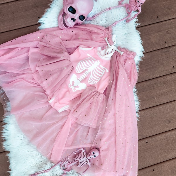 Pink skeleton costume/ pink bones/ bone costume/ skeleton costume/ pink skelly costume/baby halloween/kids skelly costume/kids costume