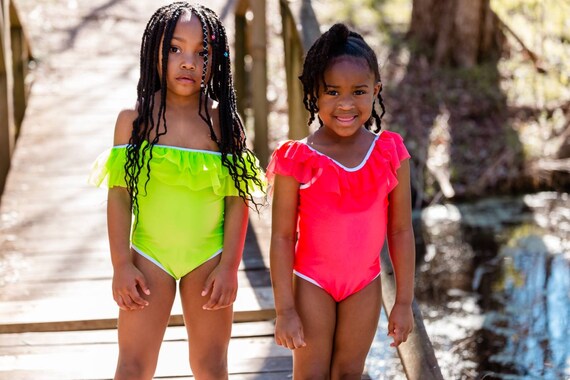 Girls neon swimsuit Clearance