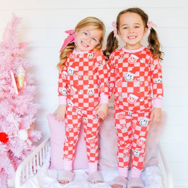 Holiday themed cozy sets/ kids smiley sets/ baby pajamas/ holiday bamboo/ holiday lounge sets/lounge sets for Christmas