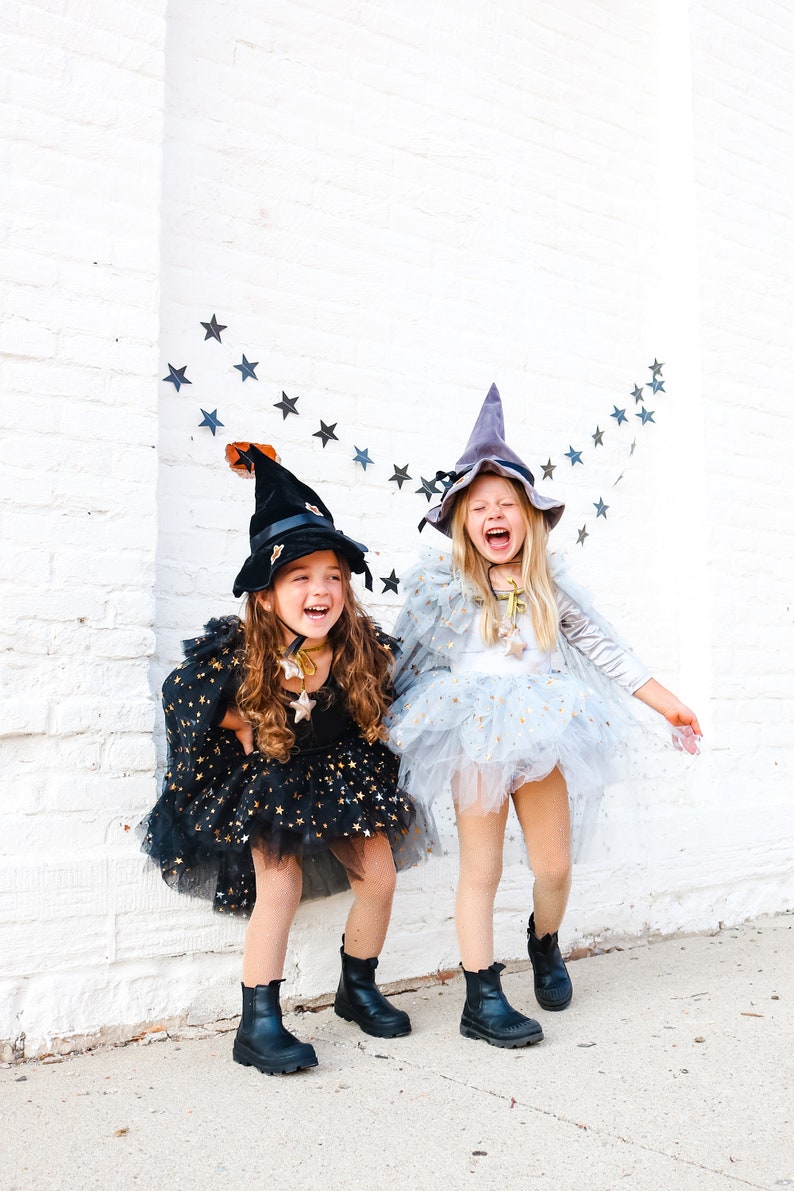Kids black witch costume/whimsical witch/witch costume/kids halloween costume/girls witch costume/baby halloween costume/soft witch costume image 5