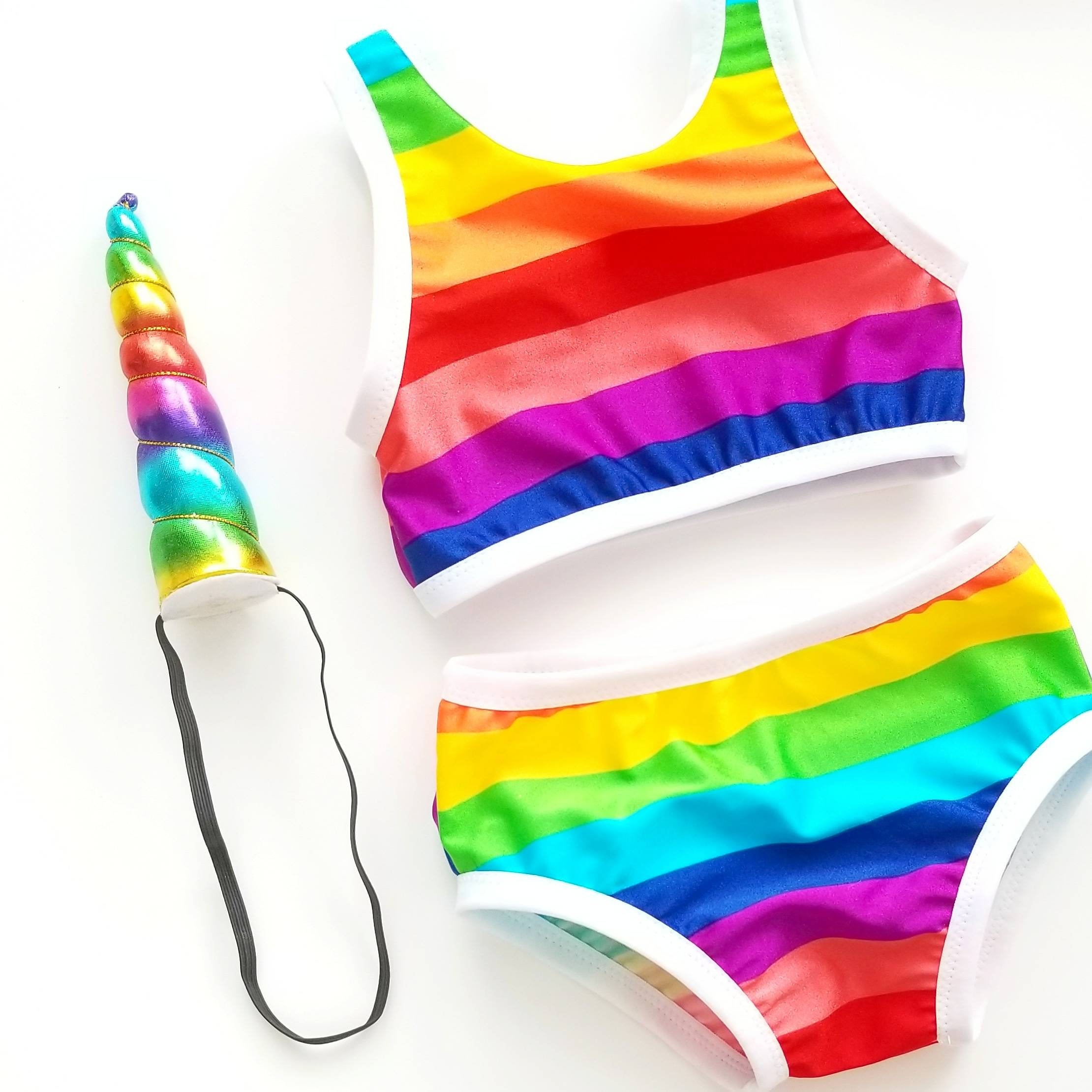 Rainbow Stripe Toddler Bikini / Swimwear /bathing Suit/ Baby