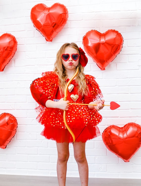 Robe de Saint Valentin fille robe de fille avec coeurs tutu de fille avec coeurs robe coeur robe vday cape avec coeurs robe vday pour fille Etsy France
