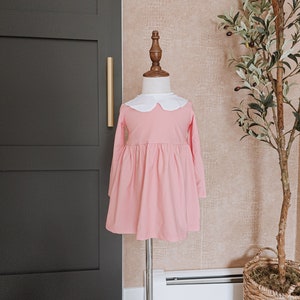 Pink school girl dress/ costume dress / girls baby doll dress/ girls peter pan color dress/ kids halloween costume/ family costume