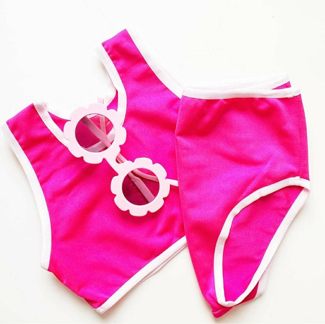 white and pink bathing suit