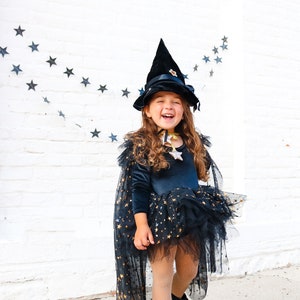 Kids black witch costume/whimsical witch/witch costume/kids halloween costume/girls witch costume/baby halloween costume/soft witch costume image 2