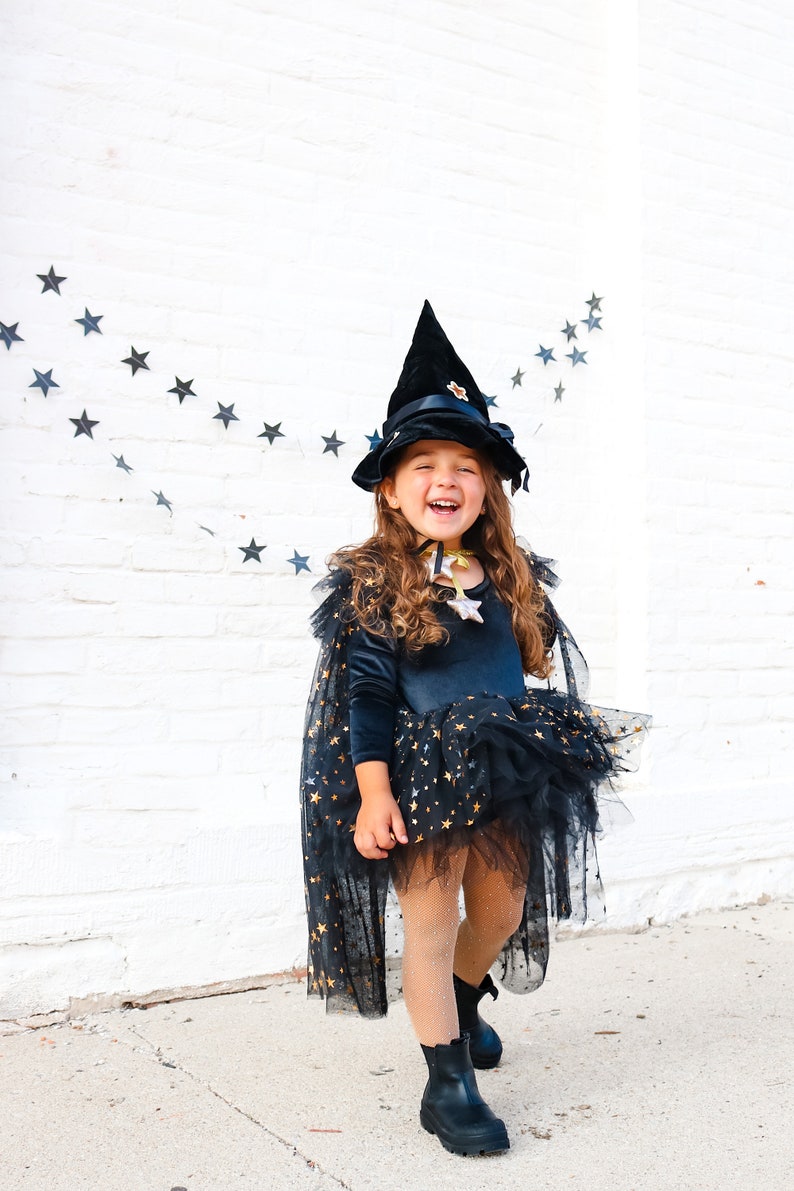 Kids black witch costume/whimsical witch/witch costume/kids halloween costume/girls witch costume/baby halloween costume/soft witch costume image 2