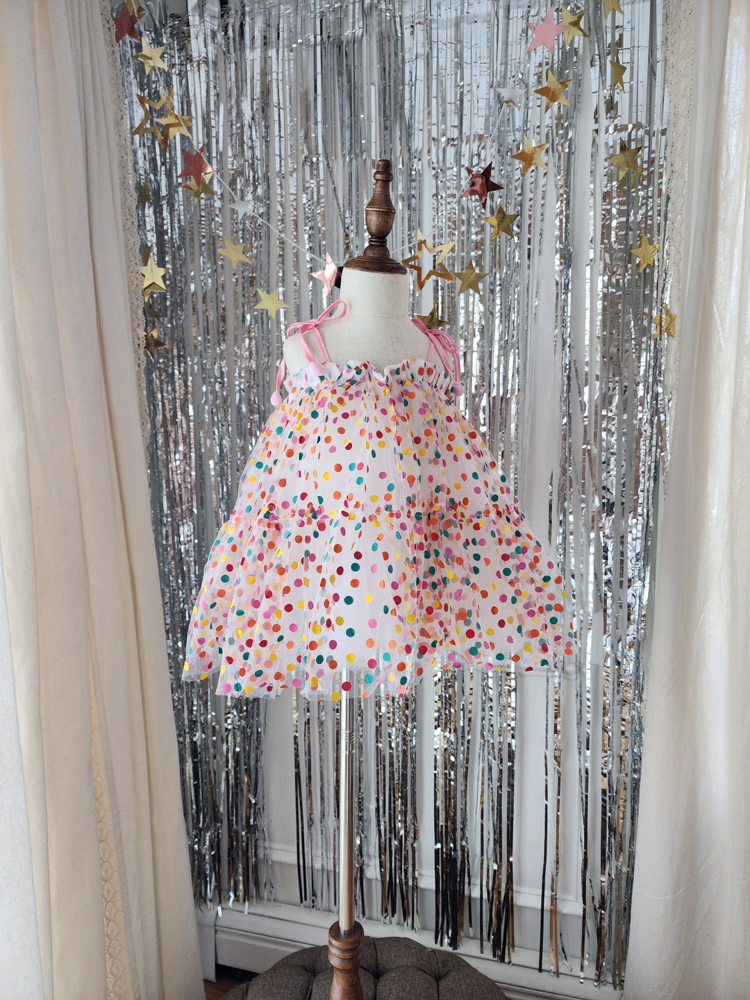 Children's Party Dress/confetti Party Dress/kids Confetti Dress/dress