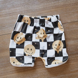 Retro face & checkered swim trunks for toddler/ swim trunks/boys swim trunks/ little boy swim trunks/ baby swim trunks/baby swim short/Kids