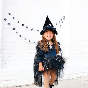 Kids black witch costume/whimsical witch/witch costume/kids halloween costume/girls witch costume/baby halloween costume/soft witch costume image 3