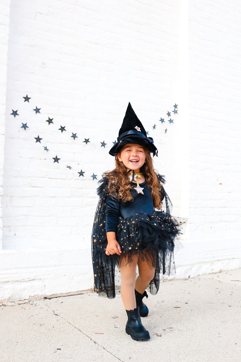 Kids black witch costume/whimsical witch/witch costume/kids halloween costume/girls witch costume/baby halloween costume/soft witch costume image 3