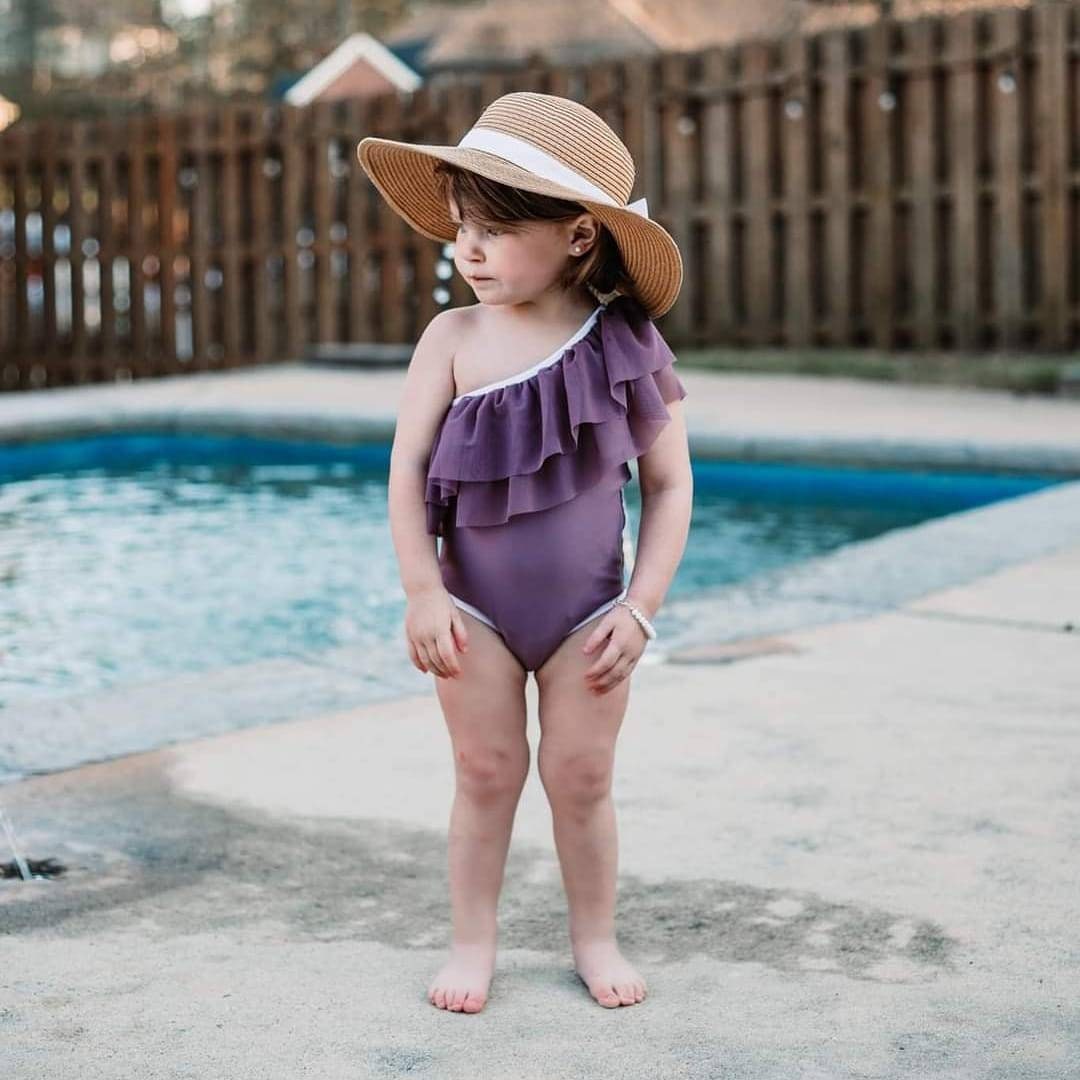 Kids One Shoulder Ruffle One Piece/ Baby Swim Suit/ Baby Etsy