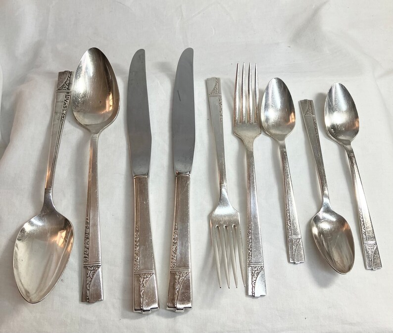 Oneida Nobility CAPRICE PATTERN Silver Plate Flatware 9pcs Etsy