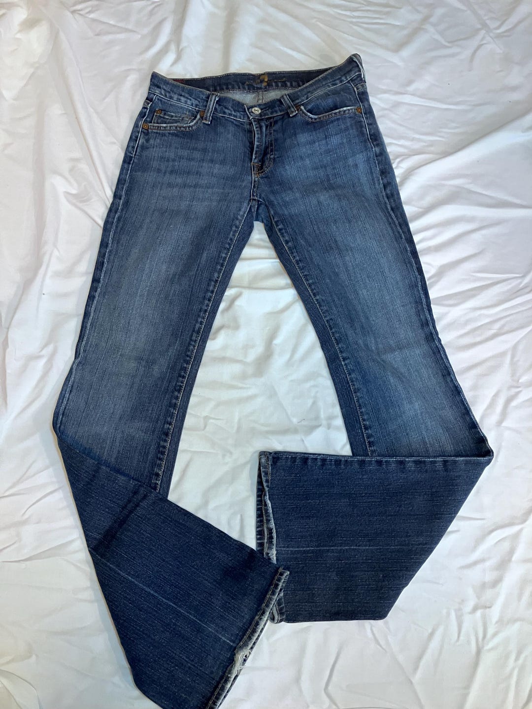 Jeans Bootcut 7 For All Mankind Femme - Taille 29x32, Stretch, Strass, Occasion Très Bon état
