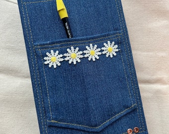 Handmade Journal - “BlueJeans and Daisies” - Hardcover, Blank, Diary, Prayer, Junk Journal, Gratitude or Daily Journal