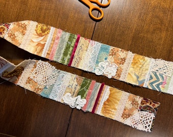 Vintage Fabric and Lace Snippet Roll for Mixed Media, Collage, Junk Journals