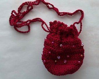 Crocheted Drawstring Bags, Pouches