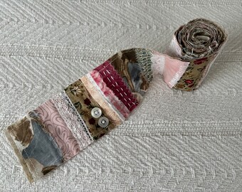 Vintage Fabric and Lace Snippet Roll for Mixed Media, Collage, Junk Journals