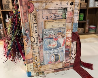 Sewing themed Handmade Junk Journal, Diary, Prayer or Gratitude Journal