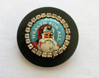 Bakelite Pin with Vintage Santa Tuberculosis Pinback