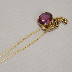 Purple Rhinestone Hair Pick Pin from Vintage Jewelry