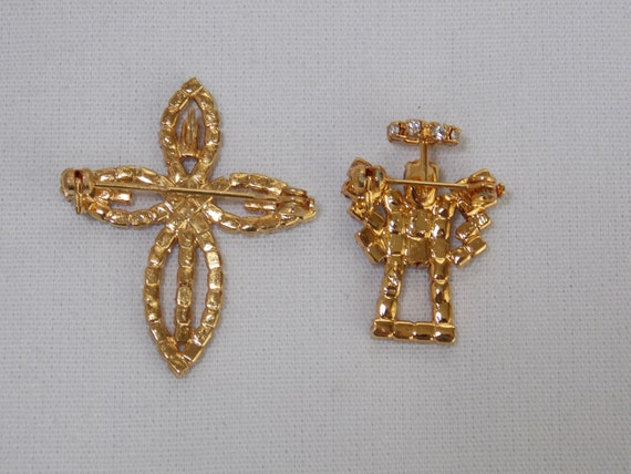 Vintage Rhinestone Cross and Angel Pins by Joelle - image 4