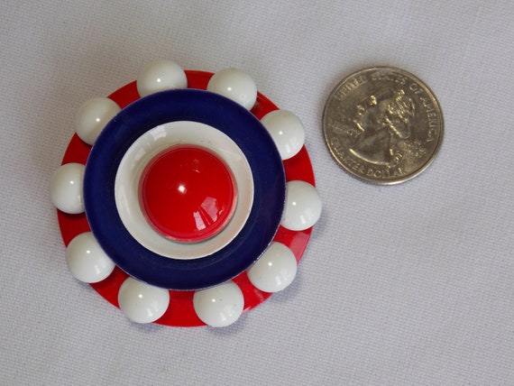 Vintage Red White and Blue Modernistic Enamel Flo… - image 3