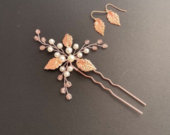 Wedding hair pin bridal hairpiece leaf headpiece  bridal hair accessories bridesmaid hair pin wedding gift bridesmaid gift bridal hair fork