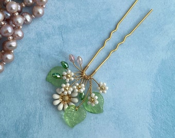 Horquilla de novia con diseño de margaritas, tocado floral para boda, adorno para damas de honor, primera comunión, graduación, regalo de San Valentín