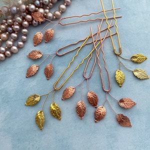 Leaf Bridal Hairpin: Gold, Silver, or Rose Gold Wedding Hair Accessory Bridesmaids hairpiece