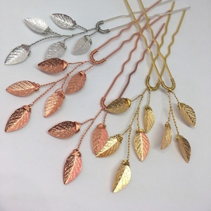 Leaf Hair Pin: Bridal Headpiece, Boho Wedding Jewelry, Bridesmaids headpiece