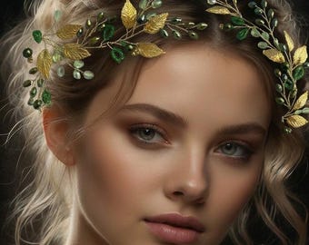 Leaf Bridal Hair Vine Greenery wedding hairpiece Bridesmaid gift Prom adornment First communion