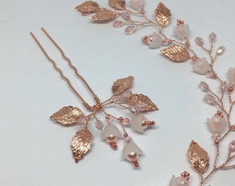 Bridal hair pin wedding hair accessories bridal hair piece flower headpiece leaf hair fork Prom hair jewelry bridesmaid gift floral hair pin