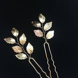 Bridal hair pin hair adornment leaf branch hair piece leaf headpiece leaf hair pin with leaves branch hair piece Prom hair accessory wedding image 2