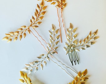 Haarspeld blad: Grieks bruidshaarstukje, haaraccessoire bruiloft