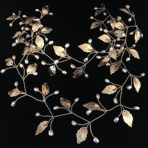 Blattgold Hochzeit Haarranke: Elfenbein Perle Braut Kopfschmuck Brautjungfern Haarschmuck