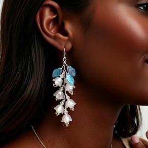 Lily of the Valley Bridal Earrings Bohemian Wedding Accessory Bridesmaids gift Prom jewellery