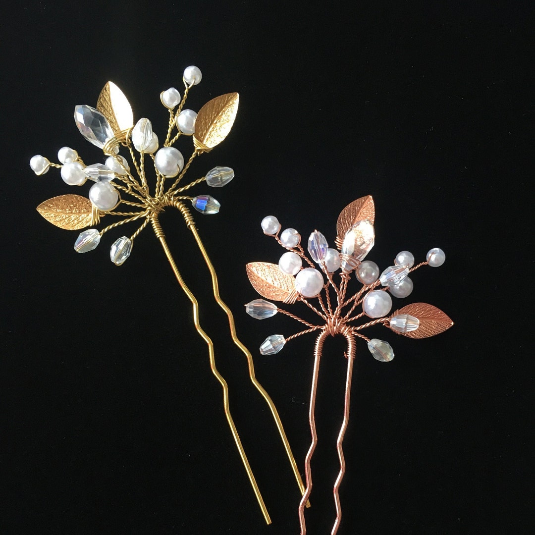 Bridal Hair Pin Wedding Pearl Hair Piece Bridesmaid Gift Leaf Etsy Norway