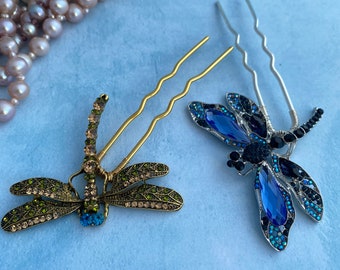 Dragonfly Hair Pin Insect Accessory Prom hairpiece First communion hair adornment Something blue