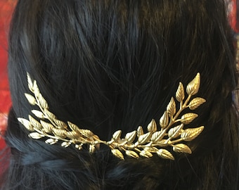 Haarspeld met blad, Grieks bruidshaaraccessoire, haarstukje voor schoolbal met bladeren