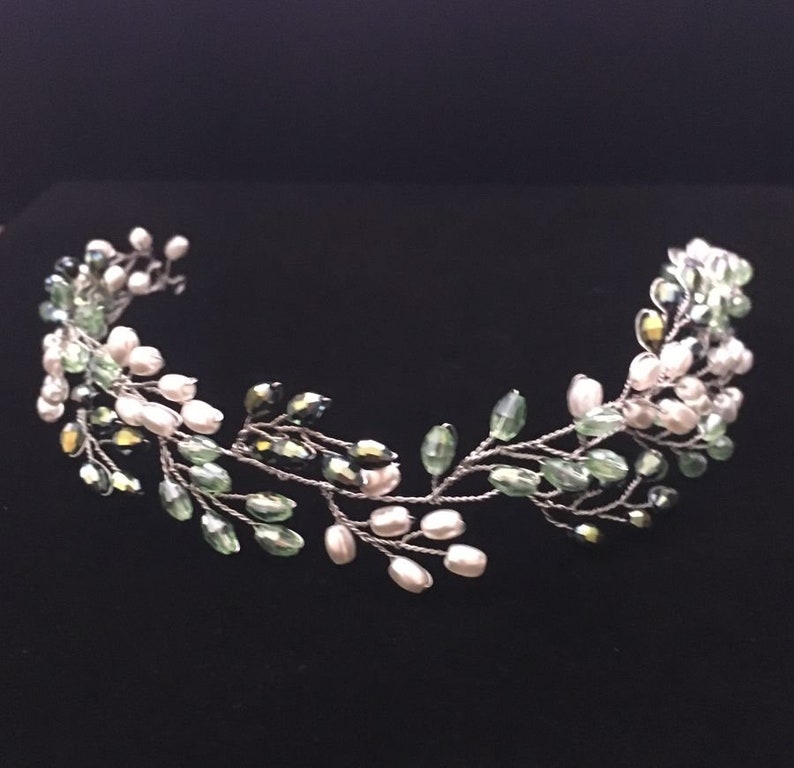 Bridal Hair Vine Green Wedding Hair Piece Bridal Headband Etsy